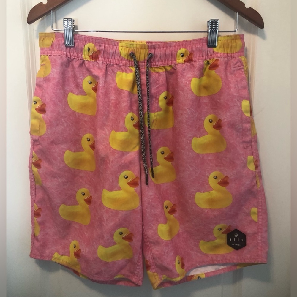NEFF Men’s Rubber Duckie Board Shorts Swim Trunks w/ pockets EC Size S